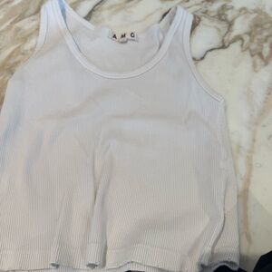 AMO Classic White Ribbed Tank Top sz medium